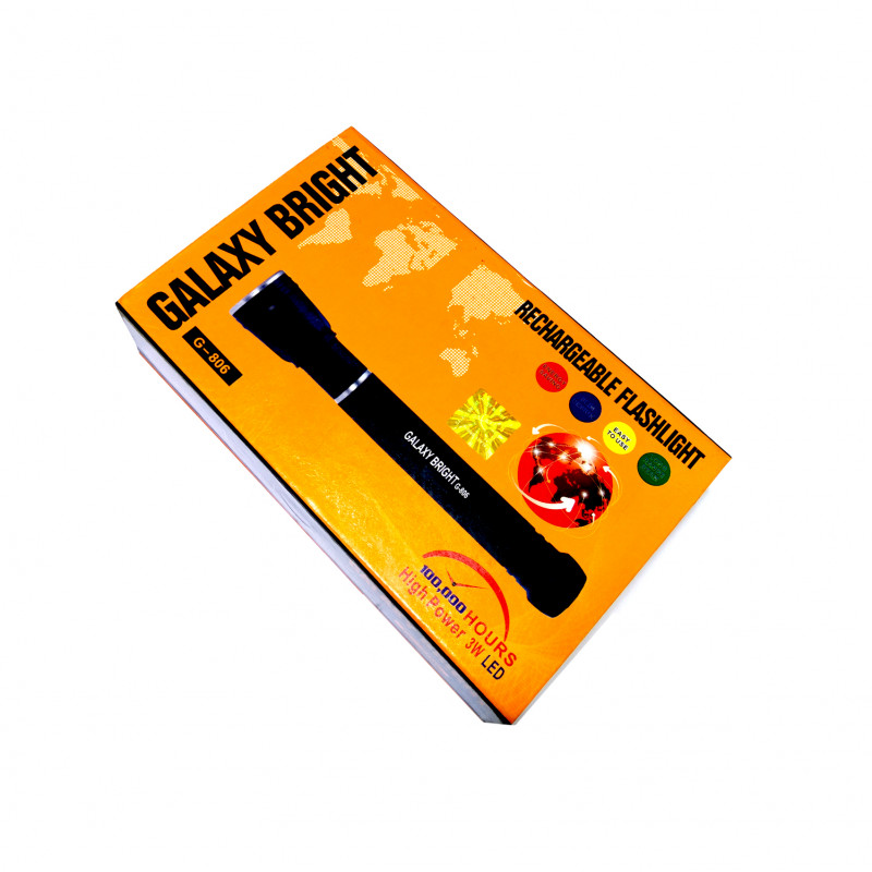 Galaxy Bright G-806 Rechargeable Metal Body Flashlight (Original)
